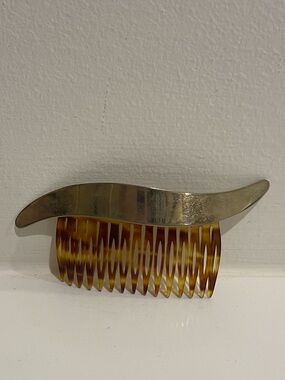 Vintage French Style Side Comb Barette Tortoise Shell Celluloid Hair Clip EUC